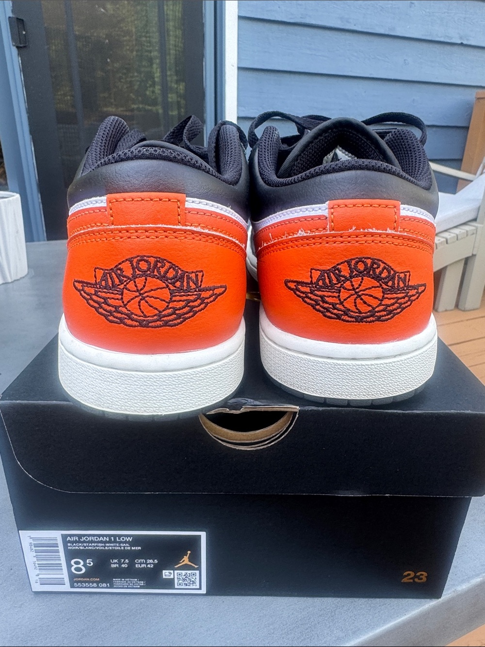 Nike Air Jordan 1 Low - Black/White/Orange Men's Sneakers - Picture 4 of 14